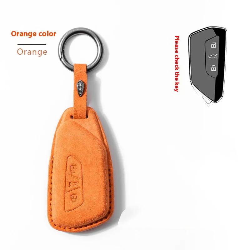 

Suede for VW Volkswagen Golf 8 MK8 ID.3 ID.4 Cupra Octavia A8 SEAT Leon MK4 2020 2021 Formentor Tarraco Car Key Case Cover Fob