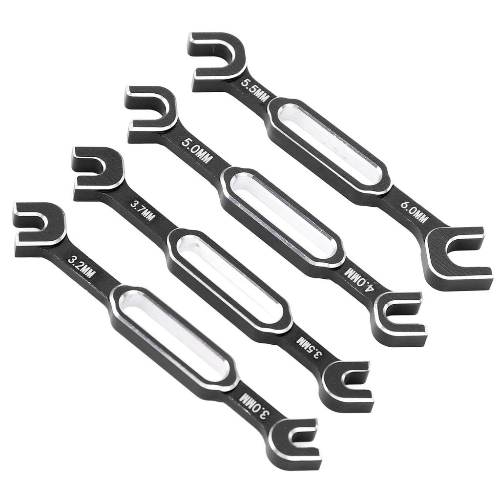 4PCS RC Car Wrenches Turnbuckle Nut Ball Joint Remover Aluminum Alloy RC Maintenance Spanner 3.0‑6.0mm Black