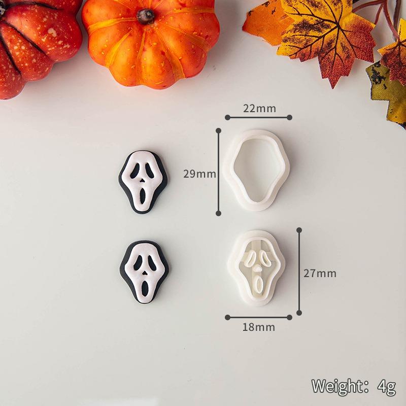 Halloween Series Cartoon Elements Soft Pottery Polymer Clay Cutter Mold Pumpkin Skull Shape DIY Earring Pendant Crafting Tools