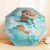 Adorable Otter Knitting Mermaid Tail Umbrella: Perfect for Outdoor Adventures, Auto-Opening & Closing, Lightweight and Durable, Ideal as a Gift 066