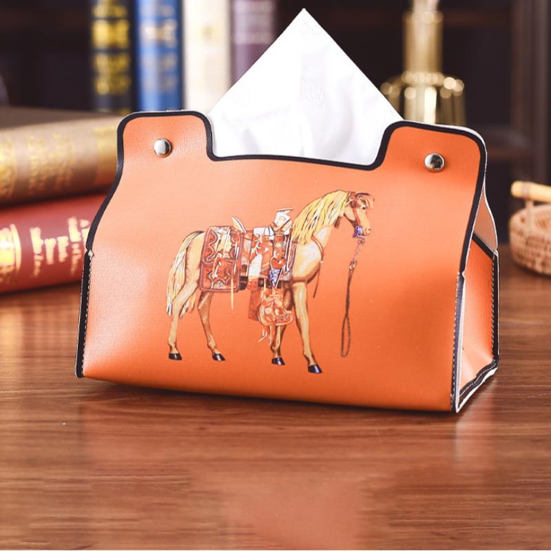 PU-Leder Taschentuchbox Europäischer Retro-Stil Wasserdichter Serviettenhalter Badezimmer Auto Wohnzimmer Couchtisch Universelle Aufbewahrungsbox