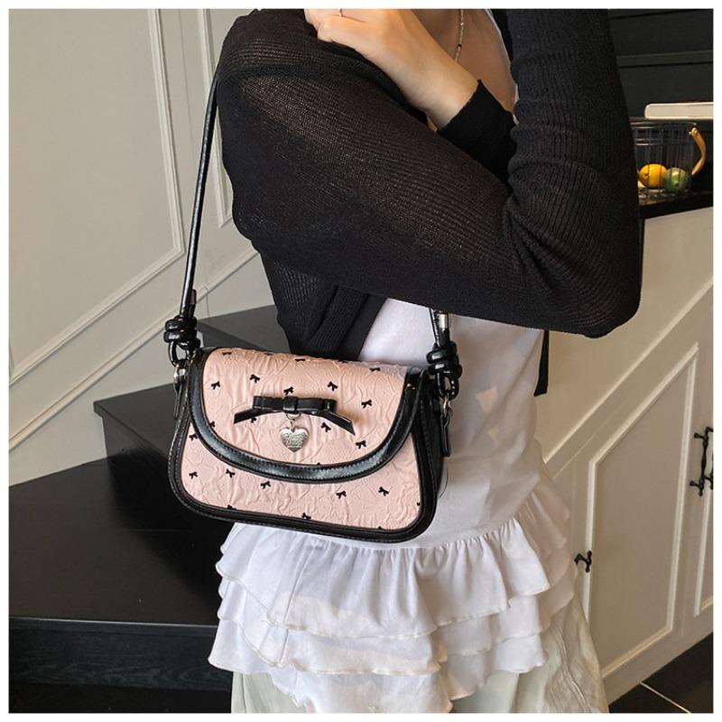Pink bow bag summer new niche high-end design underarm shoulder messenger bag women