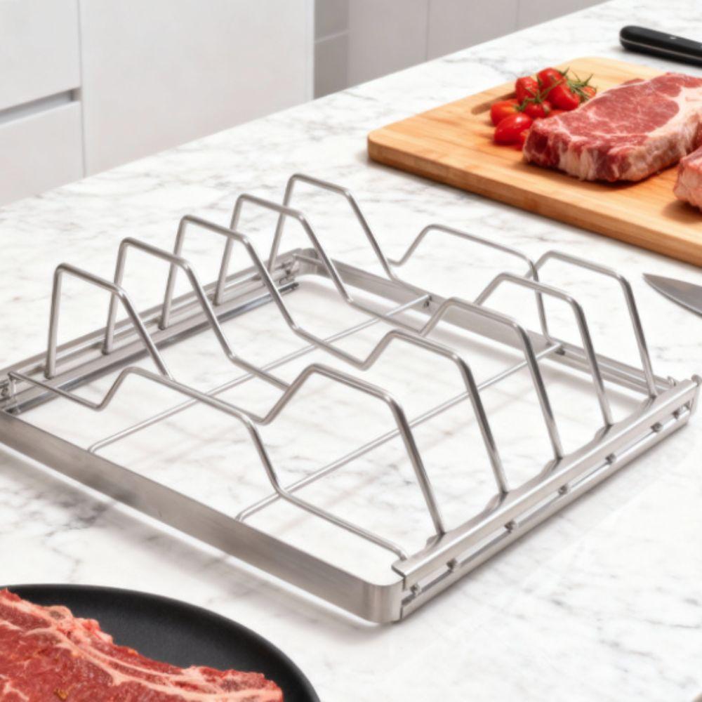 Corrosion-resistant Stainless Steel Rib Rack Foldable Grill Rack Easy To Clean