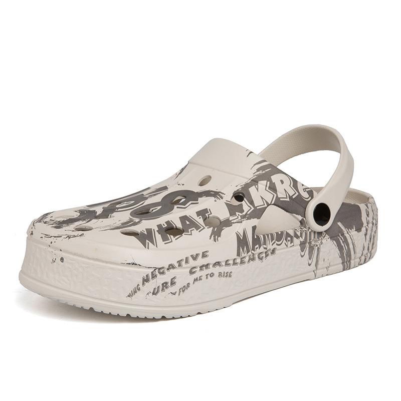 

Hole shoes men s 2021 summer trend personalized fashion 2021 new outer wear beach men s sandals bag head slippers 47 бежевый