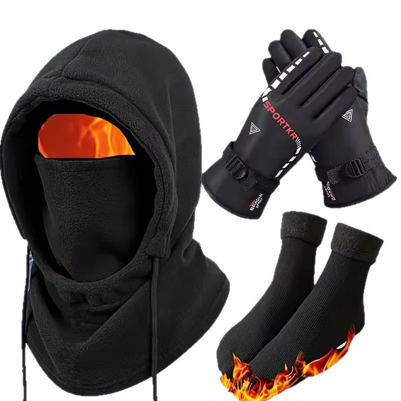 Autumn/Winter 3-4 Piece Cold-Protection Set: Hat, Gloves, Socks for Warmth
