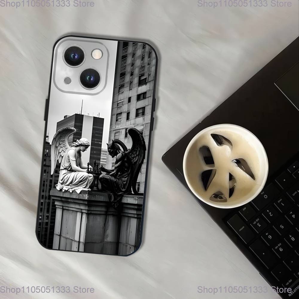 Chess Phone Case For iPhone 17,16,15,14,13,12,11,Pro,XS,Max,XR,Plus,E,SE4,Mini Black Soft Cover