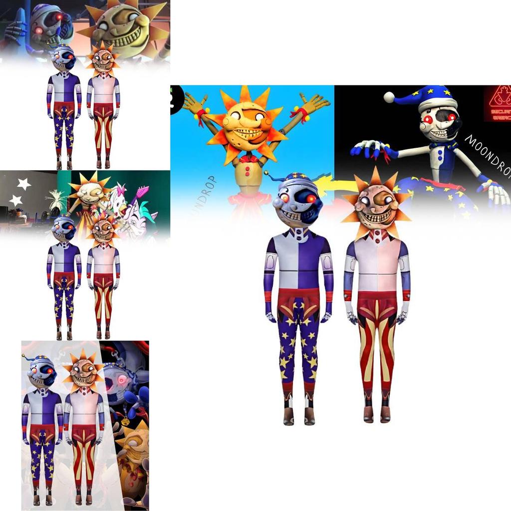 Nights Five At Freddys Security Breach Sun Moon Cosplay Jumpsuits Gift Costume