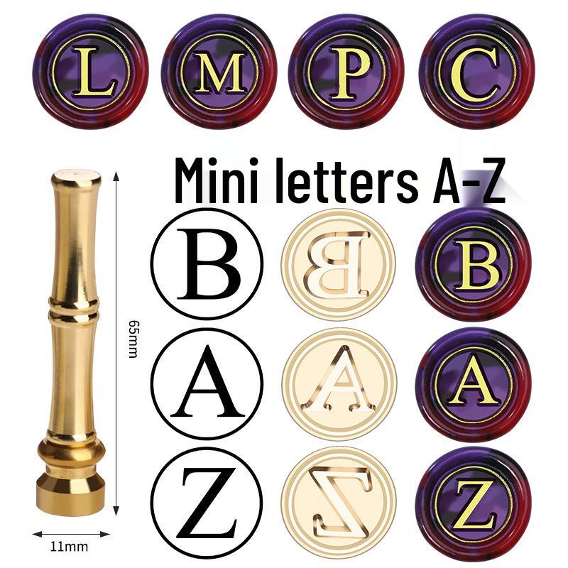 Mini Bamboo-Handled Stamp: 1.5cm Copper Head In Regular Script with Sealing Wax