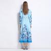 Spring Autumn Women Vintage Print Runway Dresses Full Sleeve Single Breasted Long Maxi Party Dress with Belt