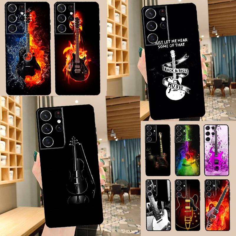 Rock Music Instrument Guitar Phone Case For Samsung Galaxy S22 S23 S21 S20 FE Ultra S8 S9 S10 Plus Note 10 20 Ultra Cover