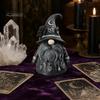 Crystal Stone Ornament Wizard Hat Faceless Gnome Figurine, Mystical Home Decor Statue with Crescent Pentagram Black Rose Witch-themed Display