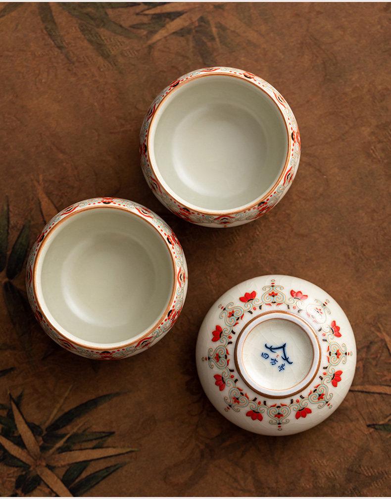 Beige Ru Kiln Kung Fu Tea Set - Ceramic Teapot Gaiwan & Teacups | Luxury Chinese Gift Box for Housewarming
