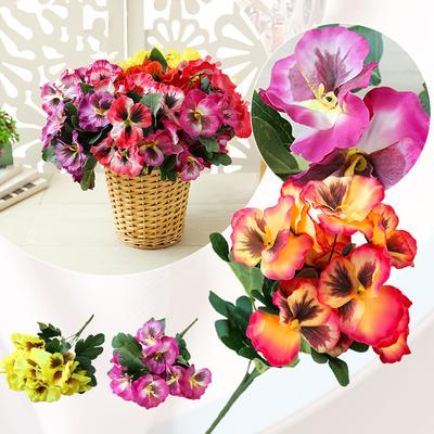 10 Heads Pansy Fake Flower 26cm Artificial Rose Red