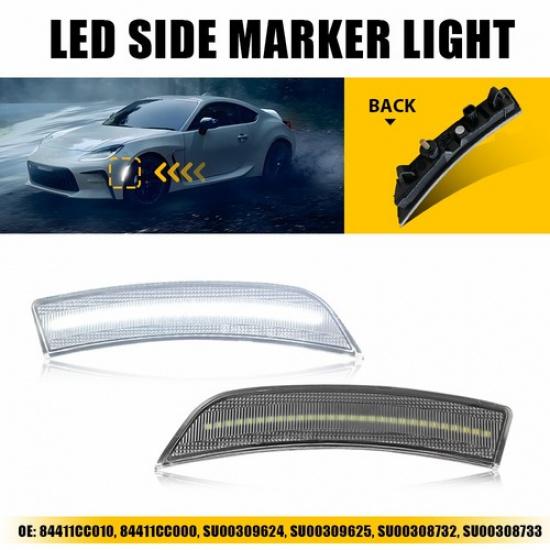 

2X Front Side LED Marker White for Light Toyota ZN8 GR86 23 2024 Clear EXV