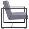 2 Seater Sofa with Armrests Light Grey Steel Frame and Fabric Upholstery