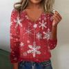 Women's Cute Sweatshirt Knitted Fashion Casual V-neck Long-sleeved Cozy Print Top