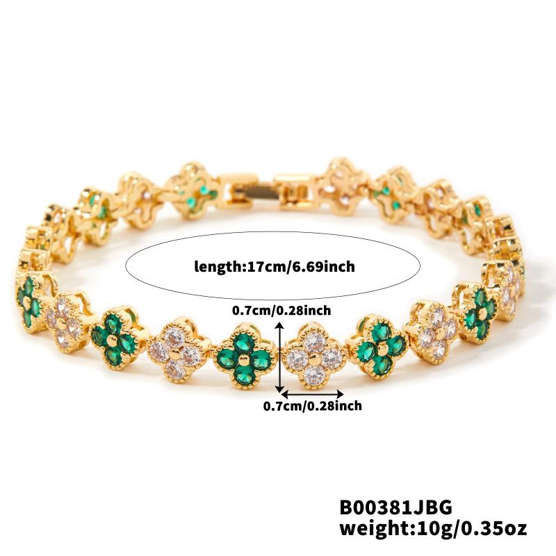 Light Luxury Colorful Zircon Flower Charm Trendy 18K Gold Plated & Rhodium Plated Women's 17cm Rainbow Tennis Bracelet