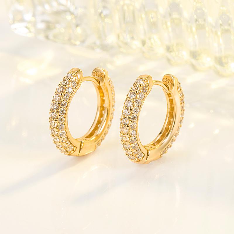 French Super Flash Rhinestone Circle Earrings Cold Wind Earrings Ear Buckles High-end Temperament Fashion Earrings 2026