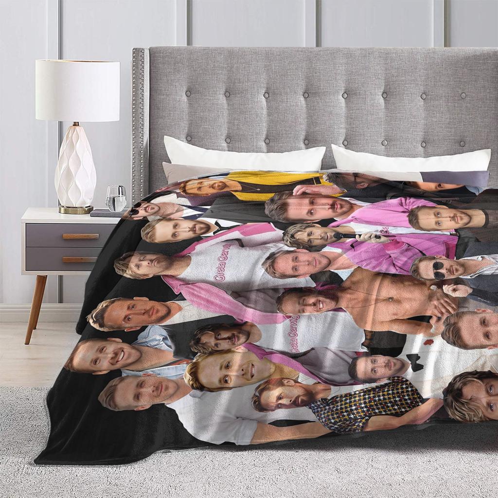 Barbenheimer Film Ryan Gosling Actor Photo Warm Soft Blanket Plush Throw Blanket Home Decor Flannel Bedspread Sofa Bed Cover