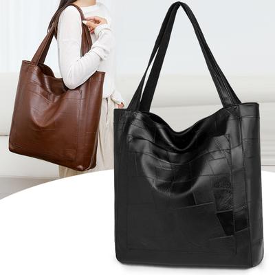 New Women's Tote Bag Fashionable Soft Leather Large-capacity Handbag Retro Simple Going Out Shoulder Bag