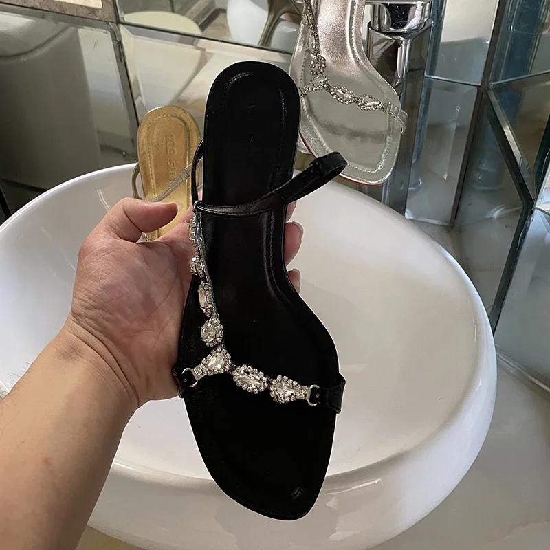 Fashion Rhinestone Bling Bling Summer Women Sandals Gold/white/black 5Cm/8Cm Thin Heel Back Strap Fashion Sandals Crystal Shiny Shoes