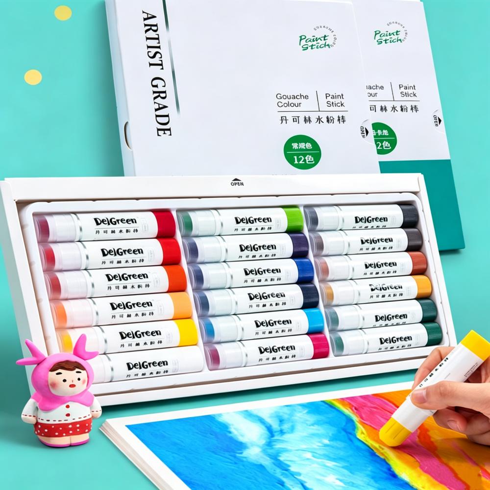 Soft Solid 12/18/24 Gouache Paint Sticks Drawing Graffiti Art Crayons Washable Non Toxic for Kids Student Artists Painter