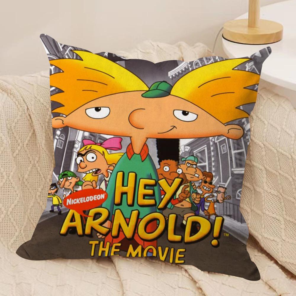 H-Hey ArnoldS Cushion Cover Silky Short Plush Double-Sided Printed Pillow Case for Sofa All Seasons Home Decor Gift