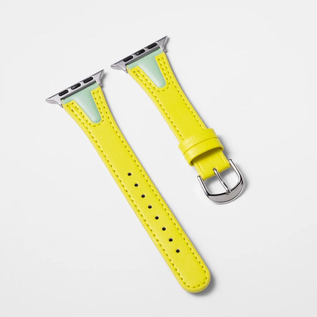 Leather Band for Apple Watch Series 11 10 9 8 7 6 5 4 SE Slim Strap for Iwatch 38mm 40mm 41mm 42mm 45mm 49mm Two Color Bracelet