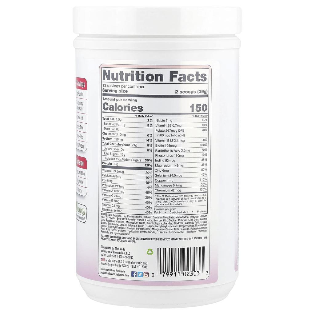 Total Soy®, Meal Replacement, Strawberry Cream, 507G (1Lb 1.88Oz)