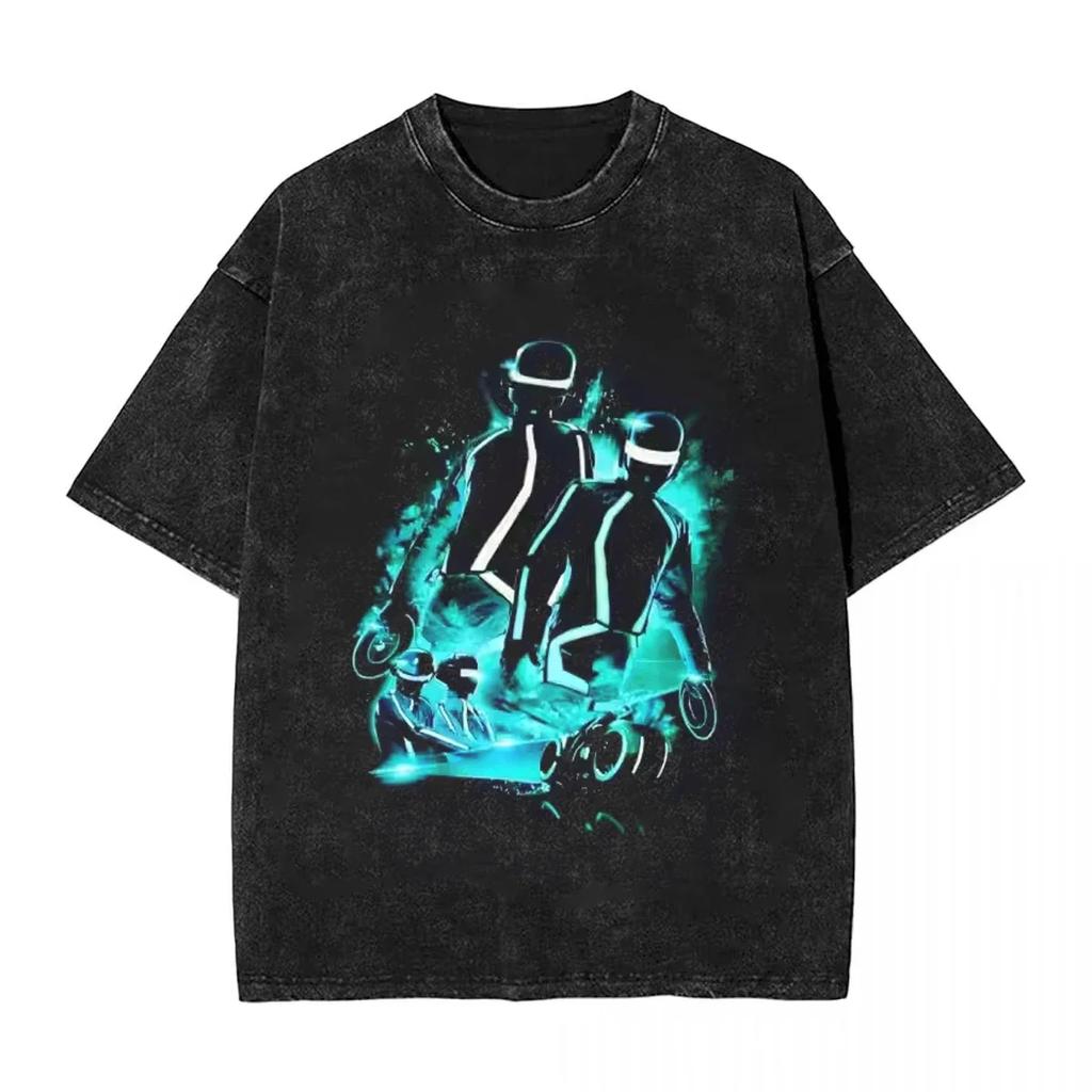 Letní retro vodou prané vintage tričko Daft Punk hip-hop Harajuku street style volné ležérní krátký rukáv pro muže a ženy
