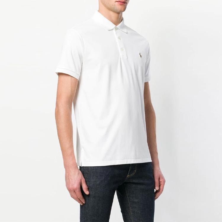 Polo Ralph Lauren SS22 Logo Embroidered Solid Short Sleeve Polo Shirt Men Tops White 710685514-001