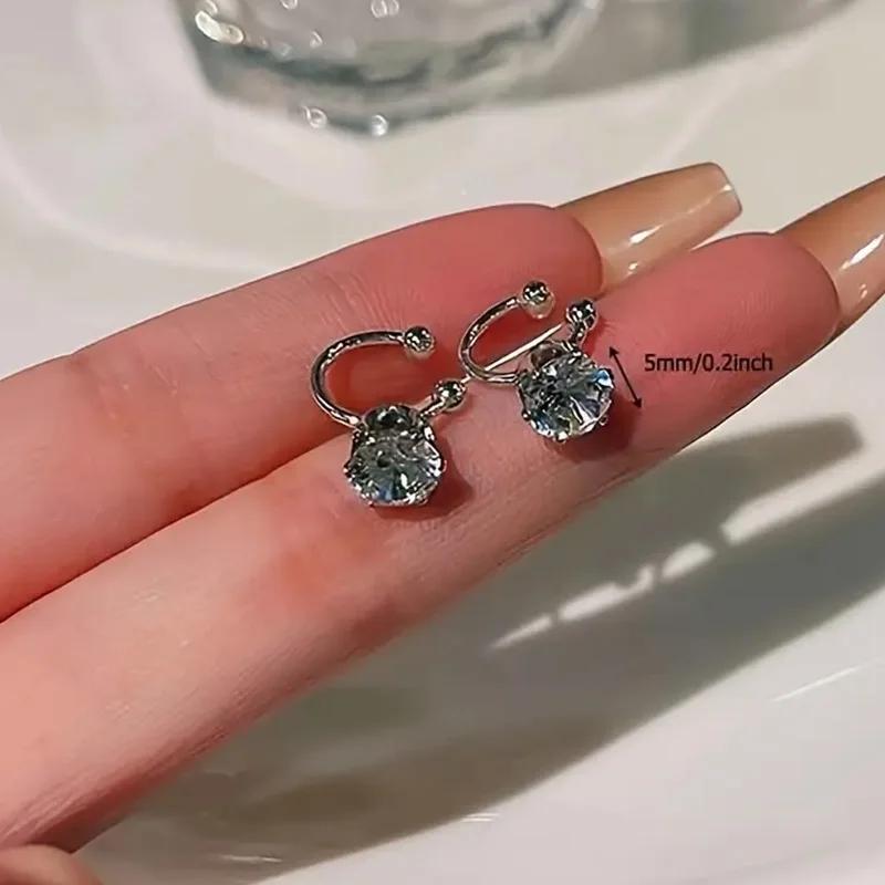 Elegant Shiny Zircon Clip Earrings Adjustable Non Piercing Ear Clips for Women Daily Wear Party Banquet Jewelry Gift New Fashion