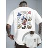Sommarherrarnas Disney Stitch Mönster T-shirt Daglig Fritid och Temafester Användning Unisex Bomull Kortärmad Överdimensionerad