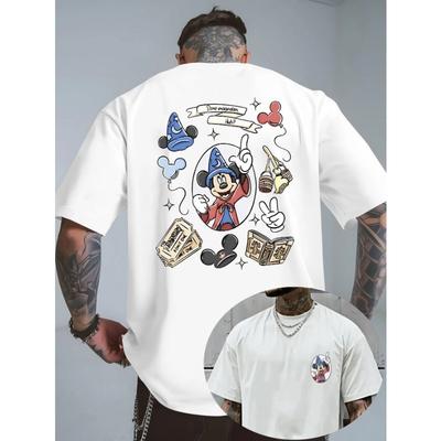Summer Men's Disney Stitch Pattern T-Shirt Daily Leisure and Theme Activities Wear Unisex Cotton Short Sleeve Oversized