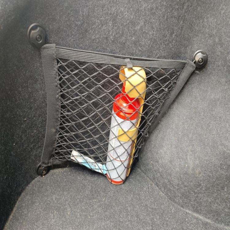 20x35cm Black PP Mesh Car Trunk & SUV Seat Back Storage Net Bag with Adhesive Backing Hanging Cargo Bag