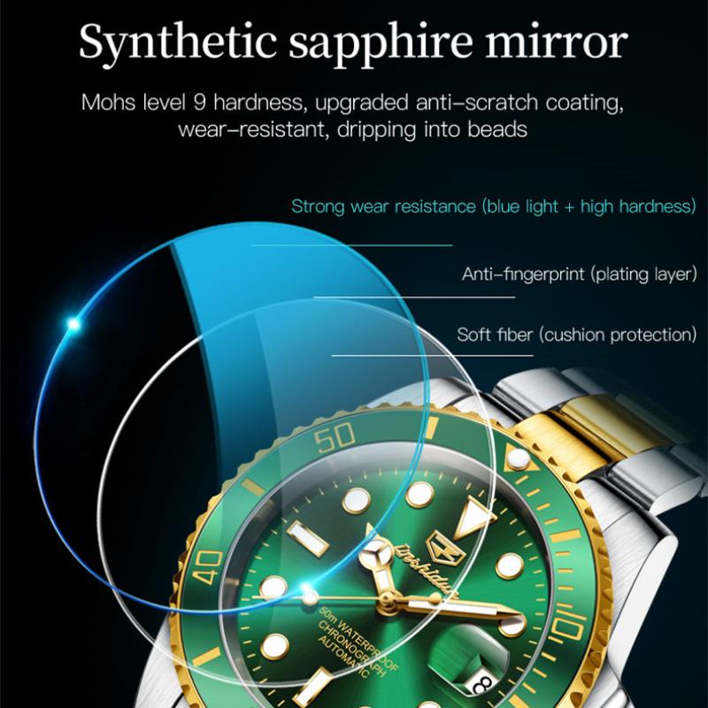 JINSHIDUN Neue Business und freizeit herren Uhr Green Water Ghost Automatische Mechanische Uhr Trendy Marke Leuchtende High-end-Uhr