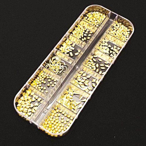 

Nail Art Decoration Parts Set Gold Rivet Resin Art