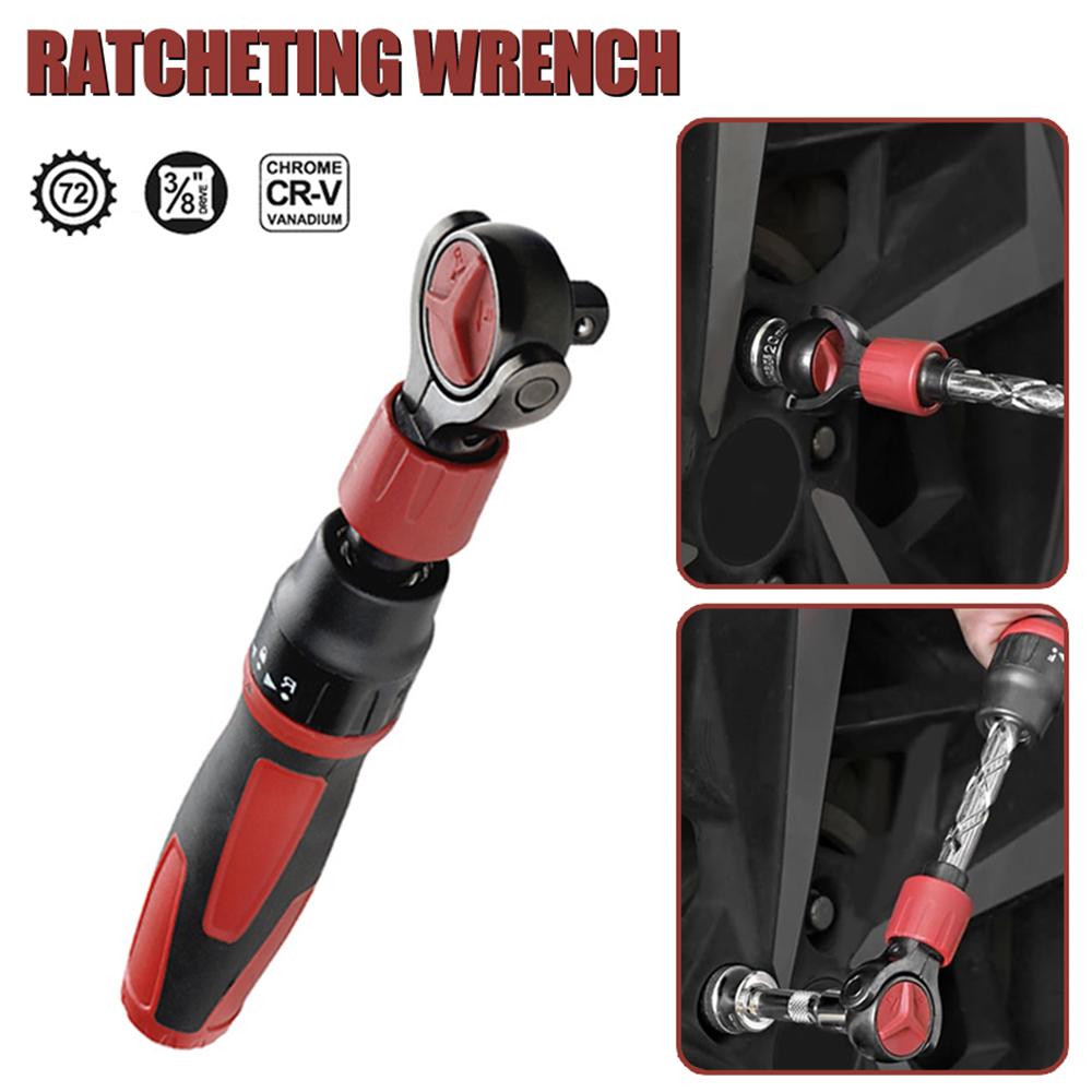 Drive Ratchet Wrench Steel 72 Tooth Ratchet Flexible Head Wrench with Quick Release Reversible Switches Wrench Hand Tool