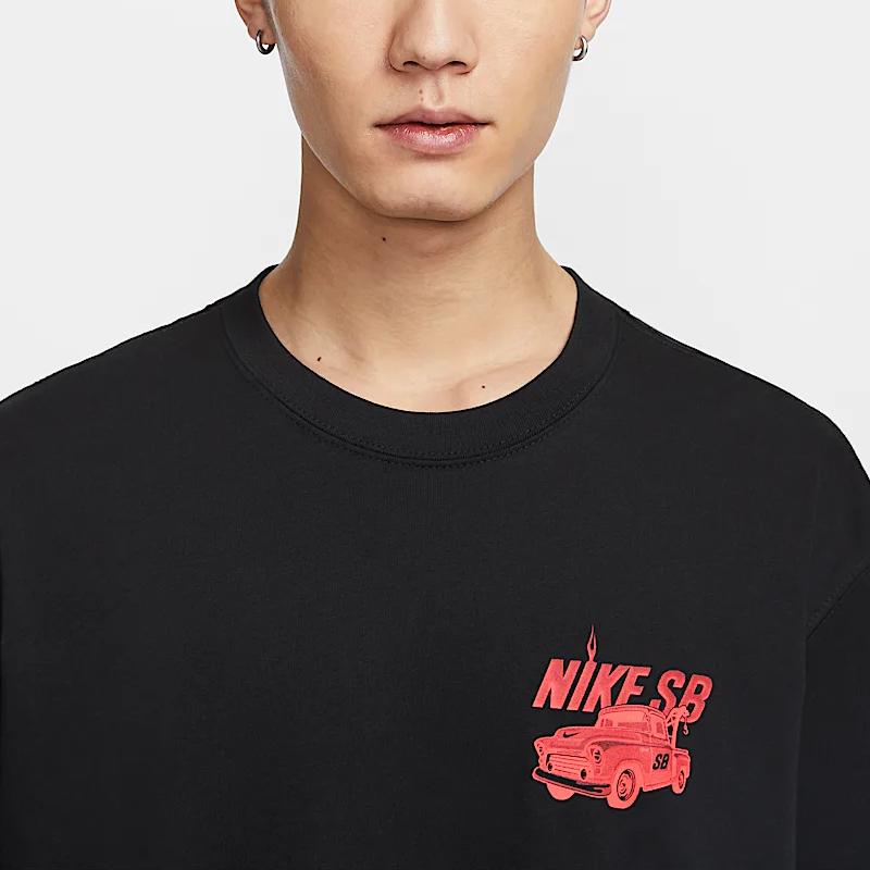 Nike SB Logo Loose Fit Skateboard T-Shirt Men Tops Black HJ0821-010
