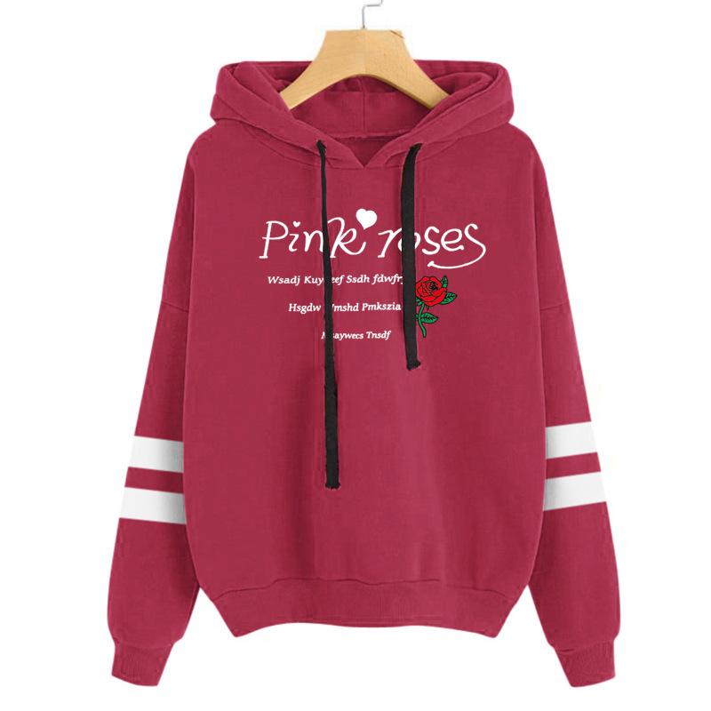 Autumn and winter long sleeved letter printed fleece hooded sweatshirt 6980
