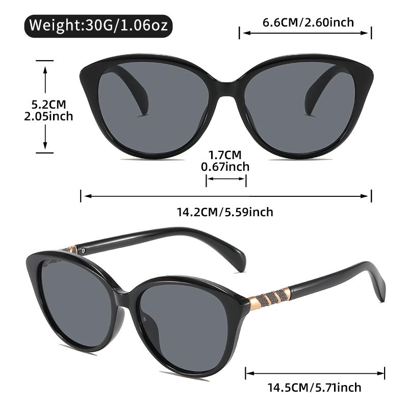 Fashionable and classic cat-eye small-frame sunglasses with diamond-like embellishments on the temples, versatile sunglasses