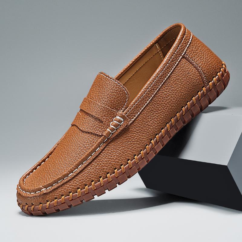 

Модные Классические Удобные Мягкие Мужские Кожаные Туфли Большого Размера на Плоской Подошве Ручной Работы Качественная Повседневная Обувь Плоские Противоскользящие Туфли для Вождения 48 коричневый
