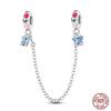 Real 925 Silver Stars & Moon Sunflower Safety Chains Spacer Beads Charms Fit Qikaola 925 Bracelets DIY Jewelry