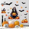 Removable Autumn Pumpkin Wall Stickers Cute Halloween Decals, Black Cat Witch Bat Stickers, Fall Window Decorations for Store Peel & Stick Art