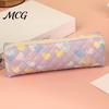 Square Pencil Pouch Heart Print Case, Minimalist Pen Pouch, Large Zipper Bag Capacity Stationery for Students, School Office Supplies Durable Holder