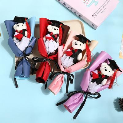 Lovely Graduation Bear Bouquet Chic Doctoral Bear Toy Graduation Gift  Valentine'S Day