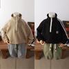 Autumn And Winter New Children'S Sweater Boys Zipper Sweater Drawstring Stand-Up Collar Baby Loose Solid Color Knitted Top Jacquard
