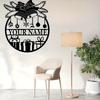 Customizable Christmas Metal Wall Art Family Name Festive Outdoor Decor Doorway Garden Holiday Sign