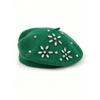 Vintage Wool Beret Flower Rhinestone Decor Women Autumn Winter Hat Multi Color