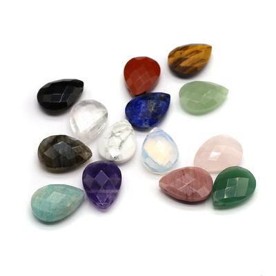 1 pezzo, ciondolo in pietra naturale a goccia sfaccettata, ciondolo in pietra preziosa energetica con cristallo curativo dell'aura bohémien per regali fai da te per le feste, accessori per gioielli da donna e uomo
